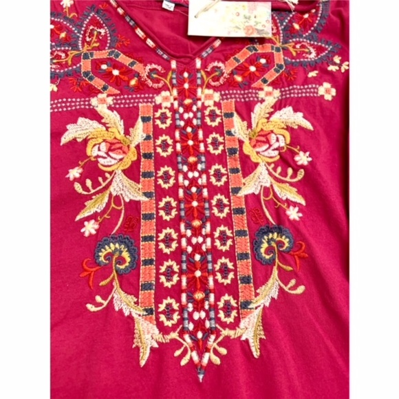 NWT JOHNNY WAS SALOME DRAPE EMBROIDERED TOP - Picture 6 of 10